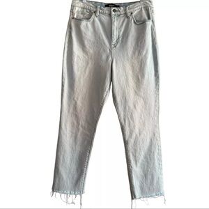 Hudson Holly High Rise Straight Leg Denim Jeans Size 31 Light Wash Raw Hem